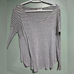 BP Black and White Fitted Ribbed Blouse